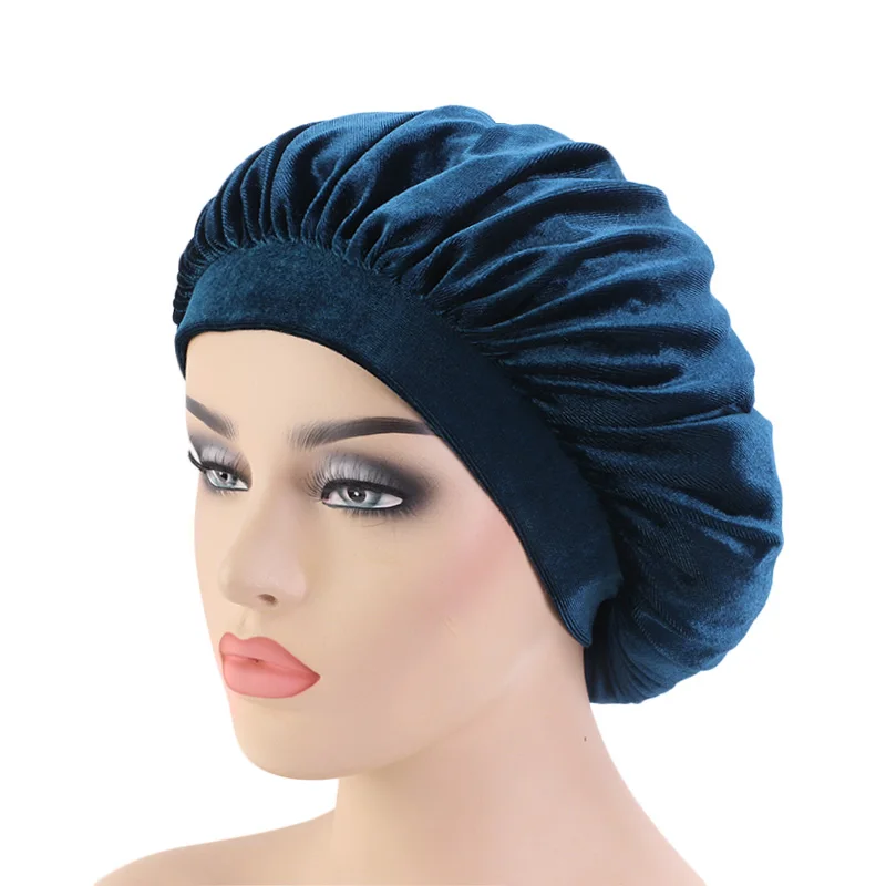 New fashion Muslim Women Wide Velvet Bonnet Sleep Turban Hat Cancer Chemo Beanies Cap Headwrap Headwear Hair Accessories
