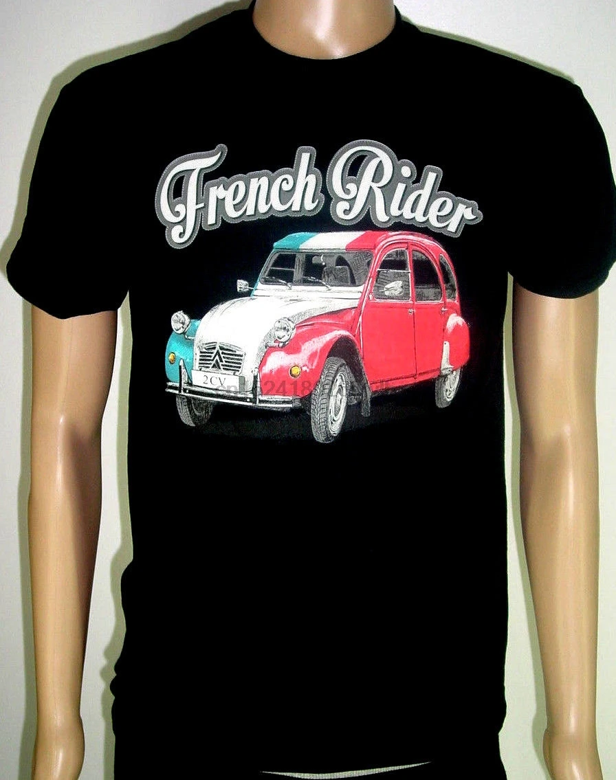 Футболка 2cv утка-французский всадник-OLDI культ-Размер L черный новый | Мужская