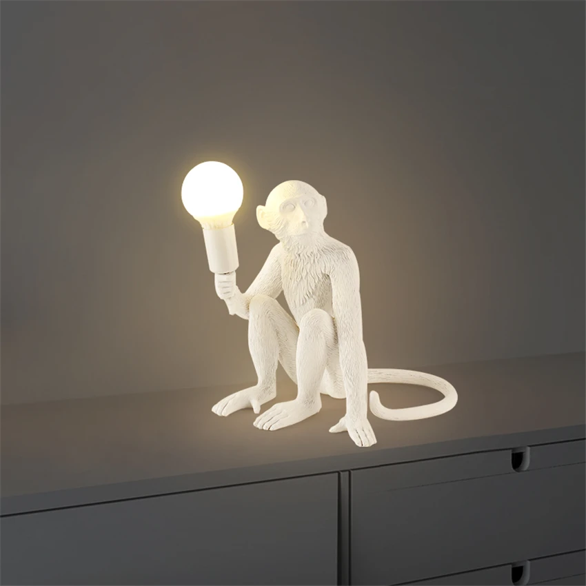 구매 북유럽 원숭이 테이블 램프 포스트 모던 카페 바 인더스트리얼 스타일 장식 침실 침대 옆 서재 거실 테이블 전등, 북유럽 원숭이 테이블 램프