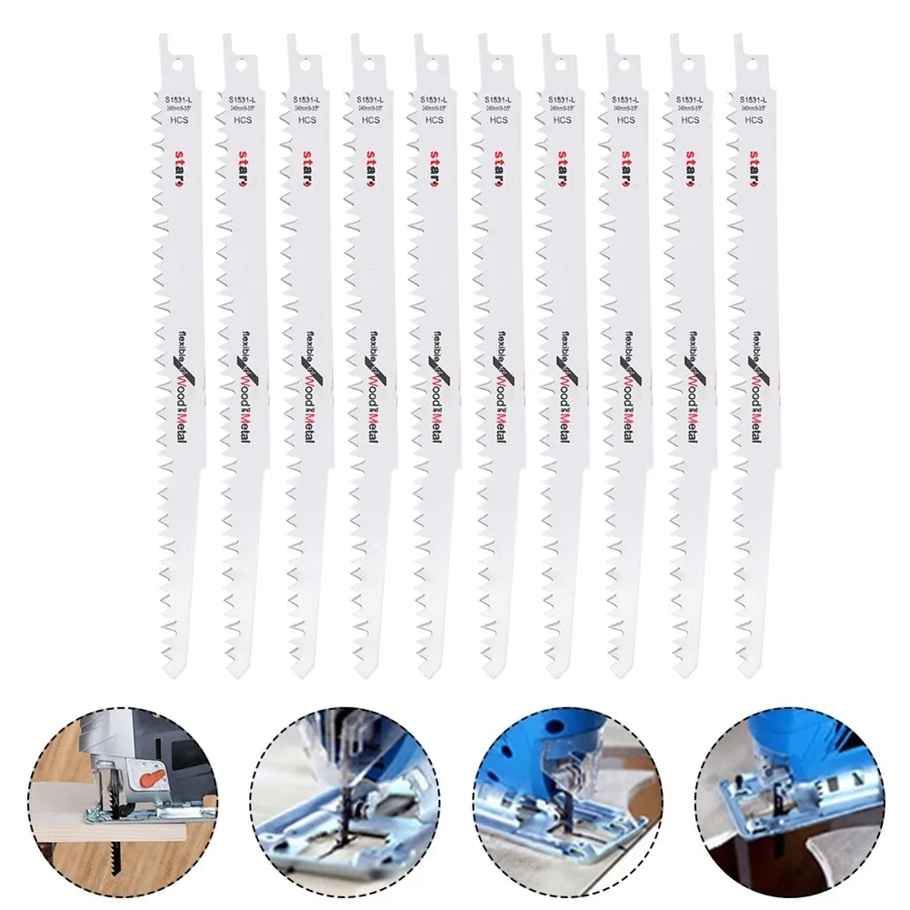 

10 Pcs S1531L Fast Cut Reciprocating Saw Blades Wood Universal Fit R1021L Reciprocating Saw Blades For Cutting Wood Metal