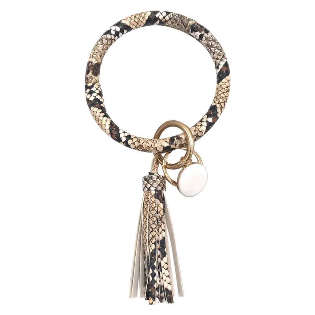 Новинка 2019 милые кожаные Брелоки для ключей с кожаным браслетом того же цвета