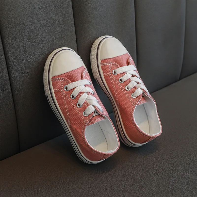 Туфли парусиновые на шнуровке для мальчиков и девочек классические кроссовки