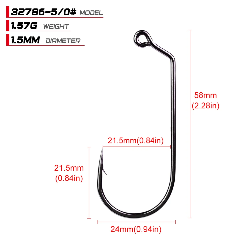 

PROBEROS Jig Big Series Fishing Hook Sunlure Brand Single Hook 32786-1/0-5/0 Size Fishhook Saltwater Bass Fishing Hook Set