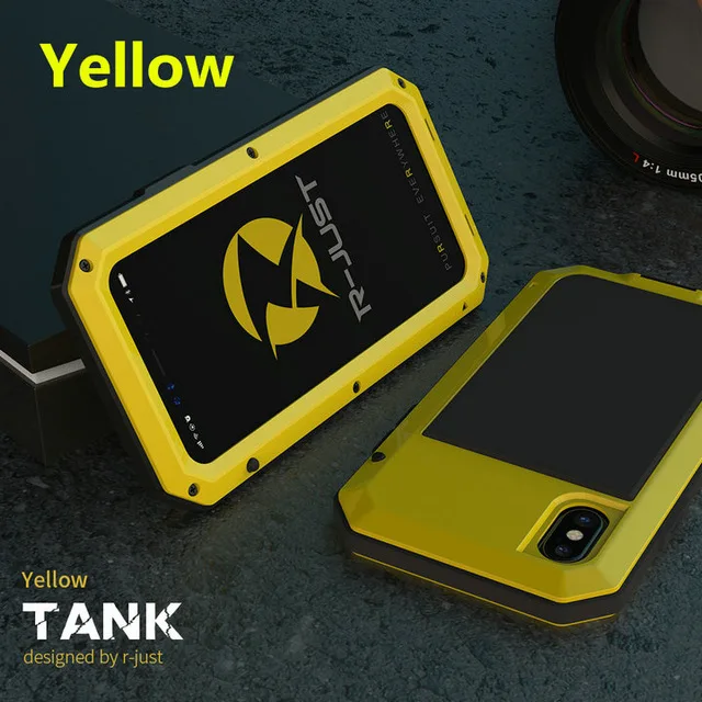 Outdoor Heavy Duty Doom Armor Shockproof Metal Case For iPhone XS MAX XR X 7 8 6 6S Plus 5 SE 5S 4 4S Dustproof Protection Cover - Цвет: Yellow Phone Case