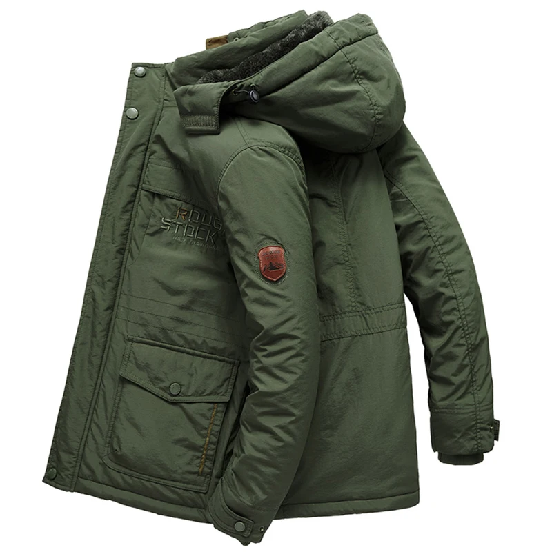 

Ветровка мужская с меховым капюшоном, модная размера плюс куртка для снега и лыж, теплая подкладка из шерсти 5XL 6XL, зима