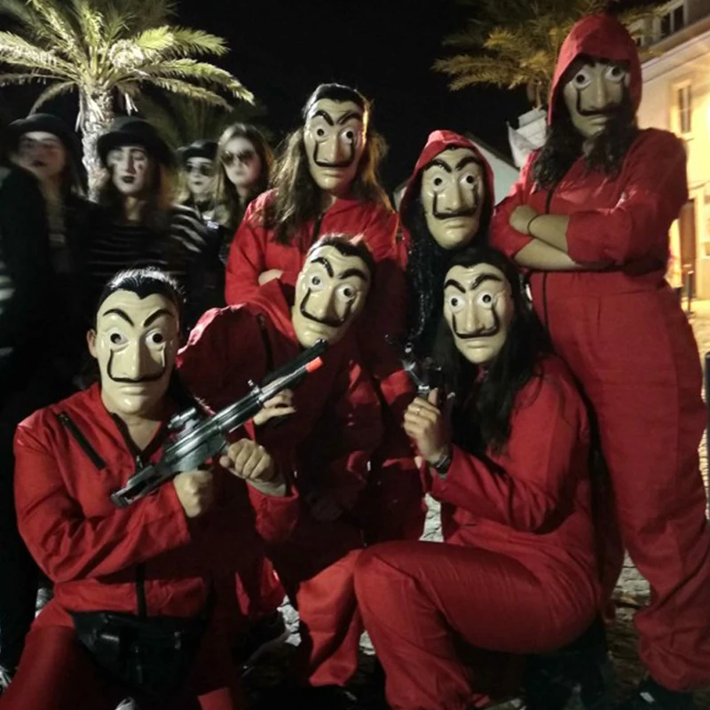 Новые Сальвадор Дали фильм дом Бумага La Casa De Papel Косплэй маска для вечеринок, Хэллоуина деньги Heist и женских платьев чеонгсам маска для лица