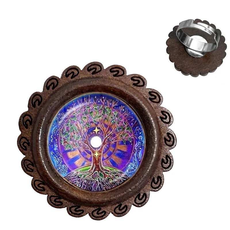 Очаровательный Амулет из хны для йоги женские деревянные кольца 20 мм стеклянный