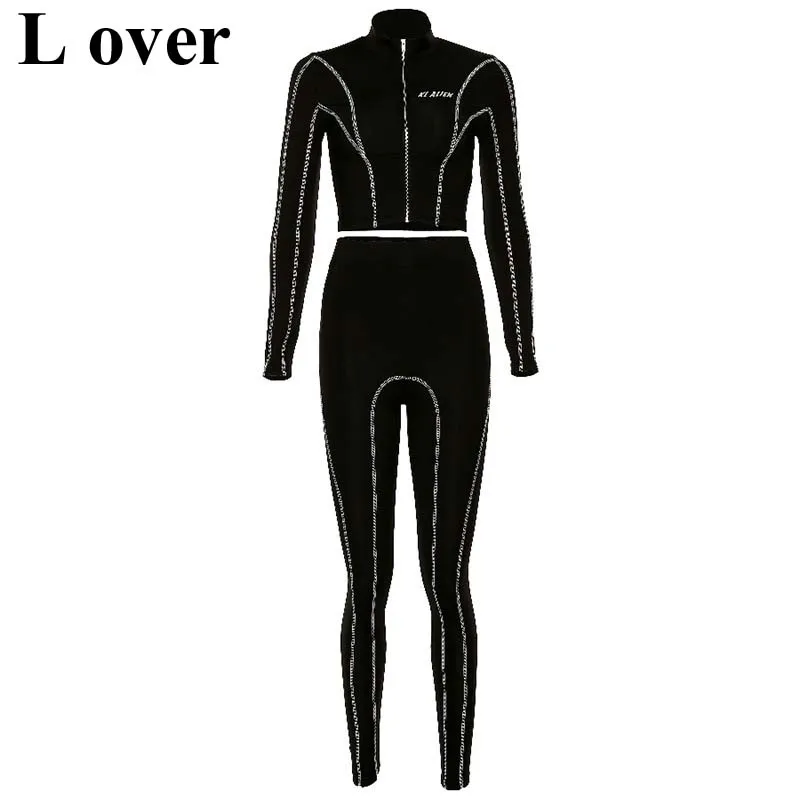 Женский спортивный костюм из двух предметов топ на молнии с длинным рукавом и