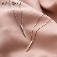 scalloped trendy exquisite square pendant necklace for women sparkling zircon female minimalist statement jewelry wholesale
