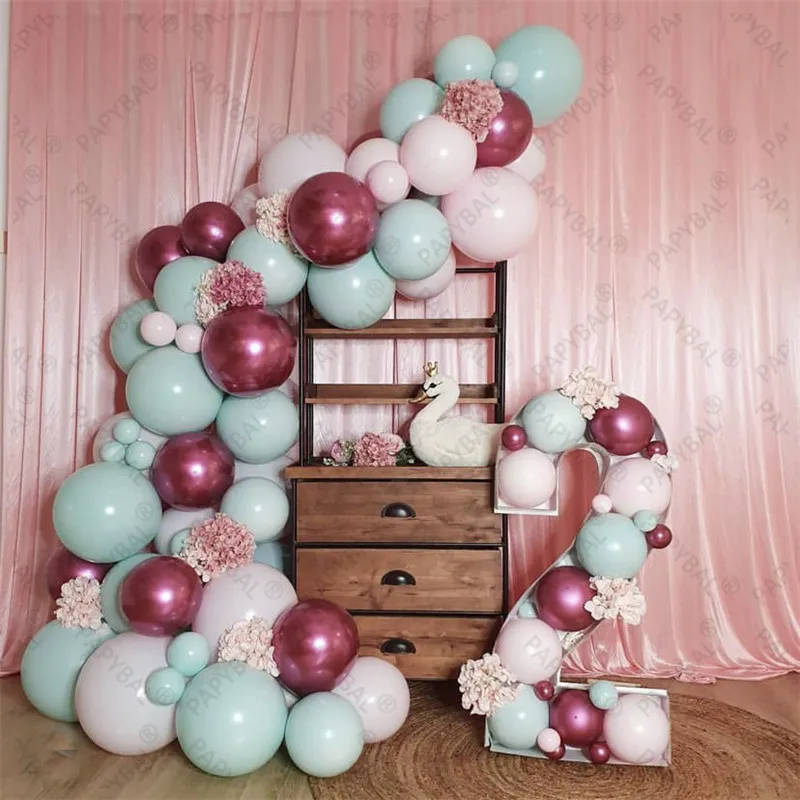 

72pcs Macaron Green Pink Garland Arch Balloons Kit Chrome Rose Gold Wedding Balloon Birthday Party Decoration Globos Supplies