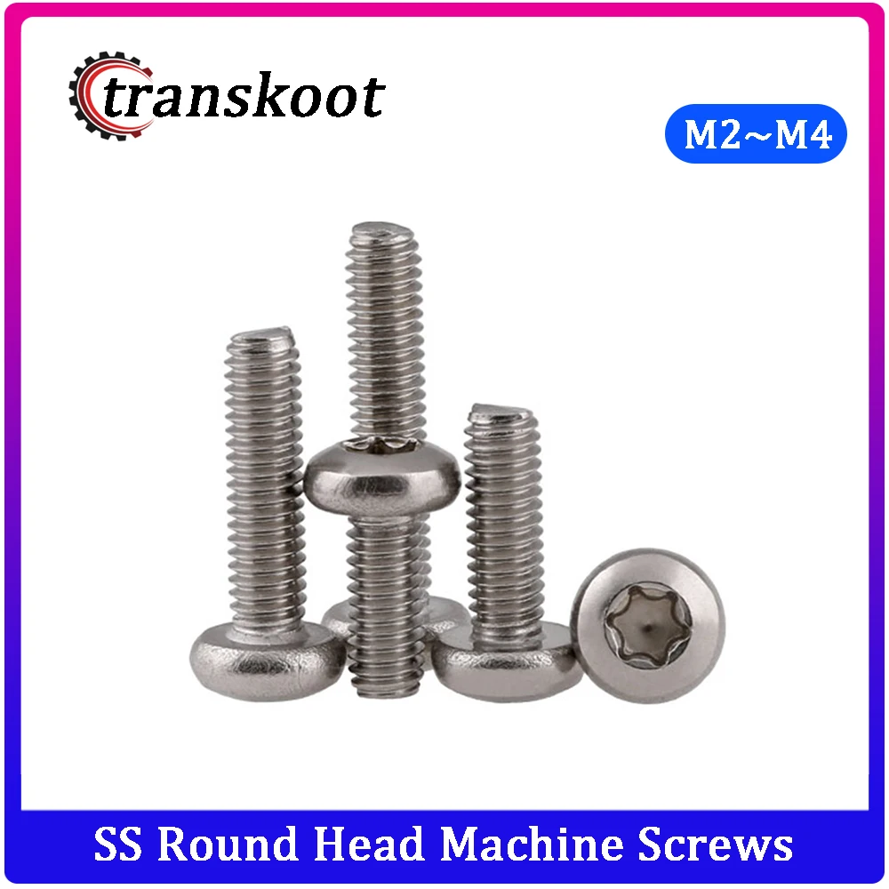 50pcs/30pcs M2 M2.5 M3 M4 304 Stainless Steel Torx Pan Head Screw Six-Lobe Round Head Machine Screws