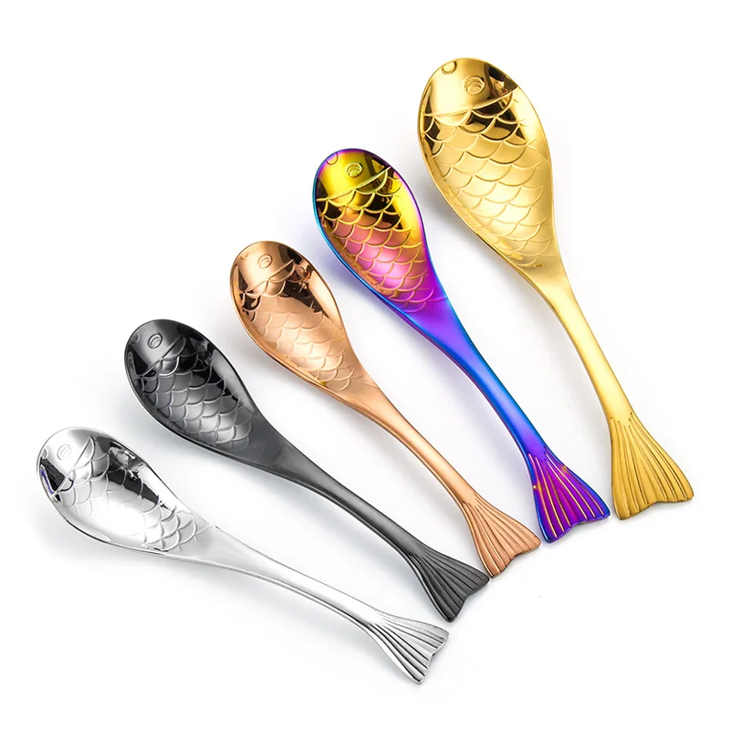 

304 Stainless steel spoon mini dessert coffee honey cooking spoons small korean children gold soup spoon set kitchen accessories