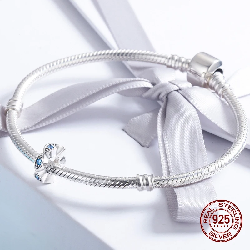 Женский браслет с синим цирконием womak оригинальный из стерлингового серебра 925