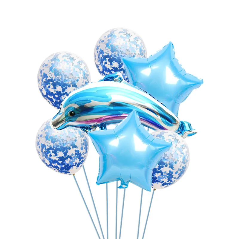 7pcs Octopus Dolphin Hippocampus Foil Balloon Sea Theme Birthday Party Decoration Supplies Baby Shower Helium Globos Kids Toys