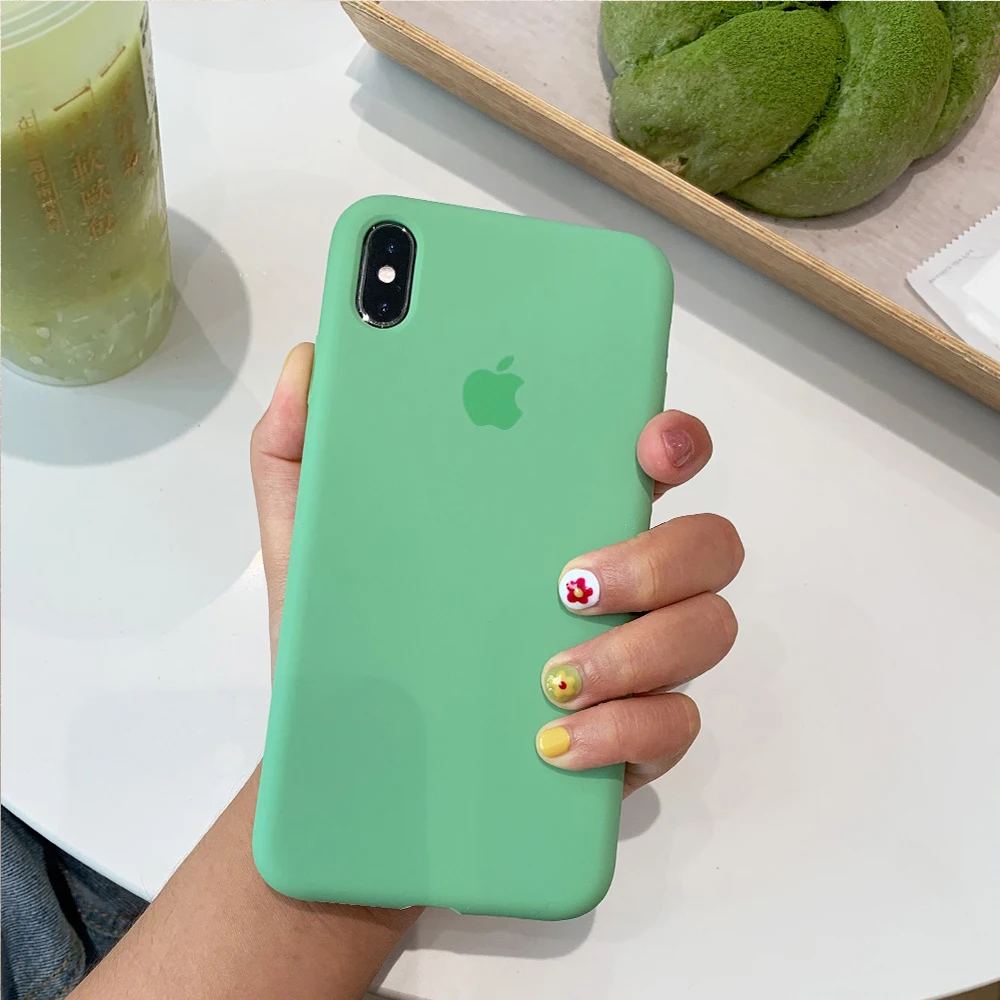 Модный чехол для телефона iPhone 6 S 7 8 Plus X XR XS MAX мятно зеленый мягкий детской кожи