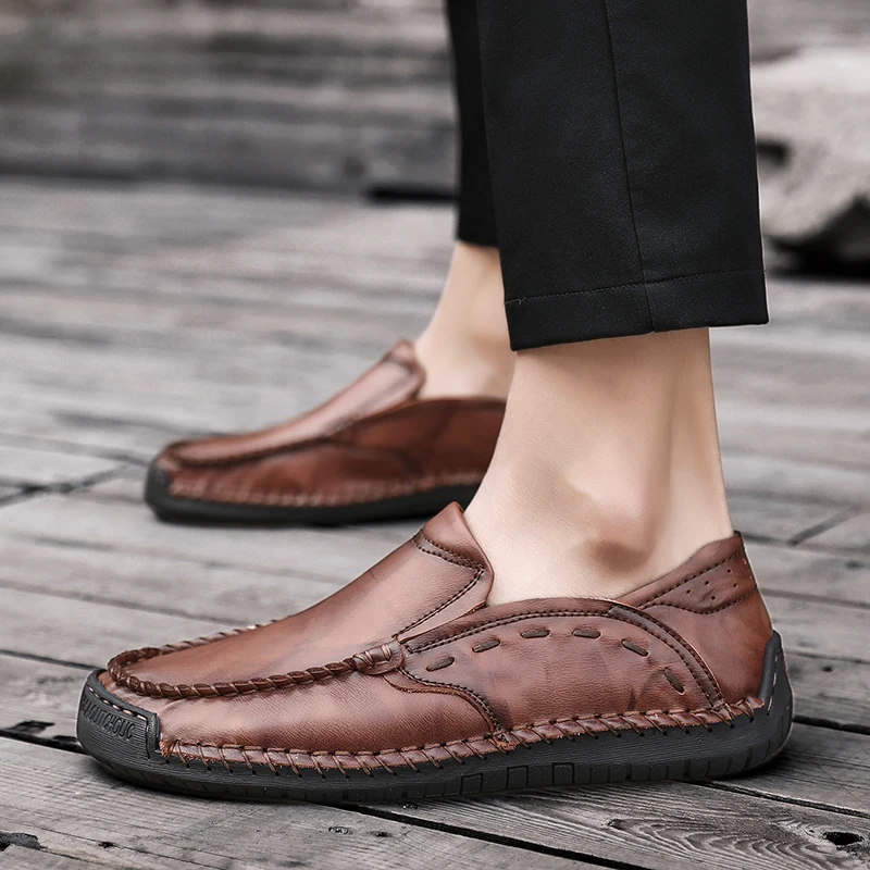 Классические мужские кожаные туфли повседневные модные брендовые лоферы на