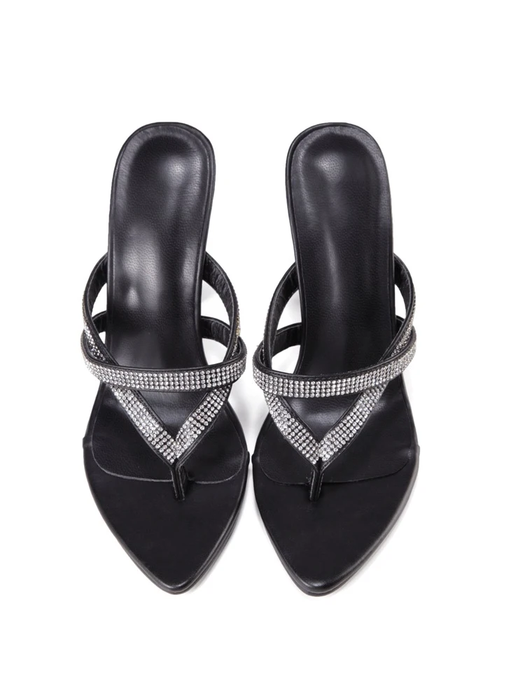 

Women's sandals 2021 Sexy Pinch Roman large size diamond-studded Stiletto slippers high heel slippers Flip-flops women summer