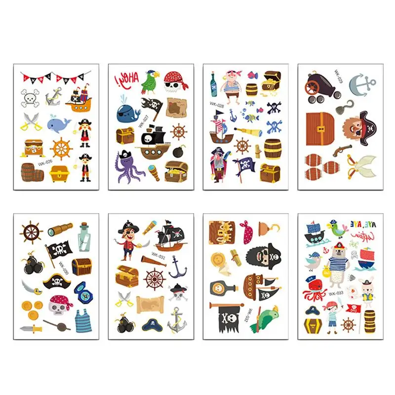16 шт татуировки стикер одноразовые мультфильм пиратский дизайн стильный