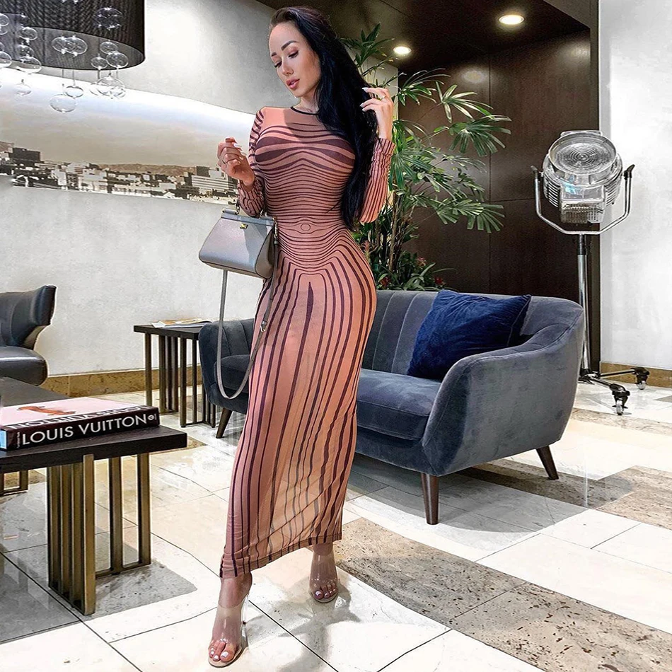 Женское платье с длинным рукавом облегающее леопардовое Клубное вечернее 2019 |