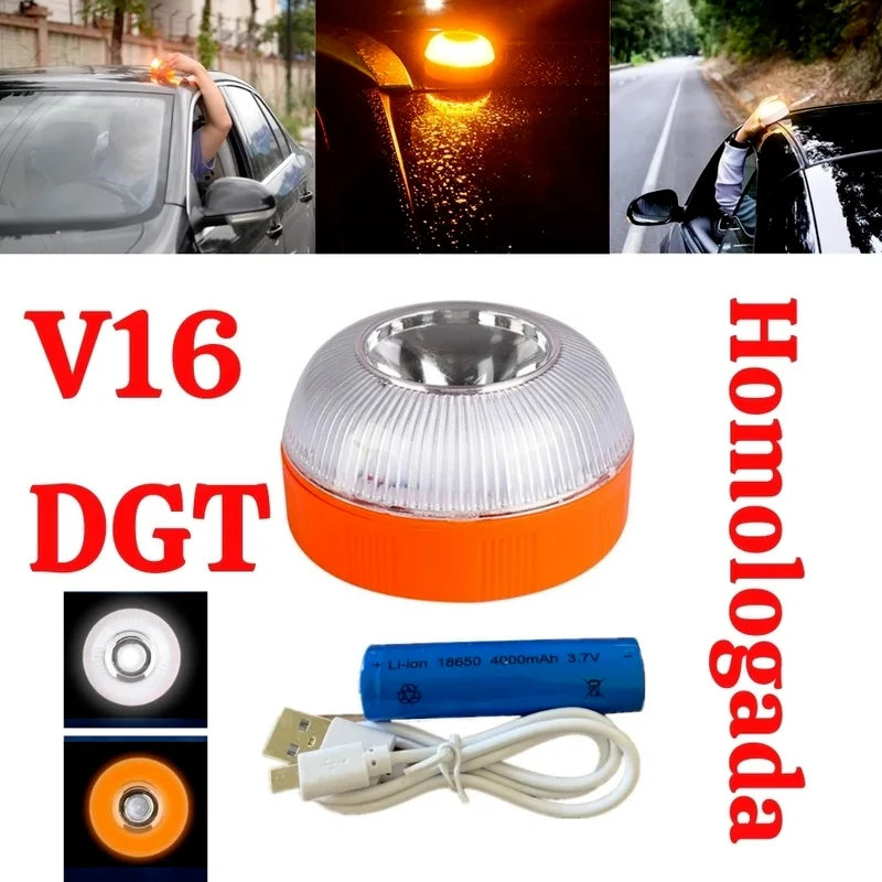 

V16 Emergency Strobe Help Flash Recharge Magnetic Beacon Roadside Traffic Safety Warning Light for Outdoor Camping Car Repairing