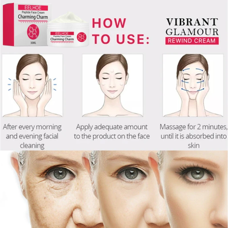 Peptide Anti Wrinkle Face Cream Firming Lift Aging Moisturizing Eye Neck Remove Fine Line Brighten Facial Skin Care |