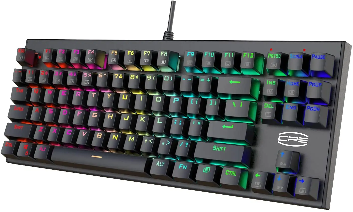 

Игровая клавиатура CP3, проводная клавиатура RGB с защитой от фиктивных нажатий, механическая клавиатура с 87 клавишами и синими переключателя...