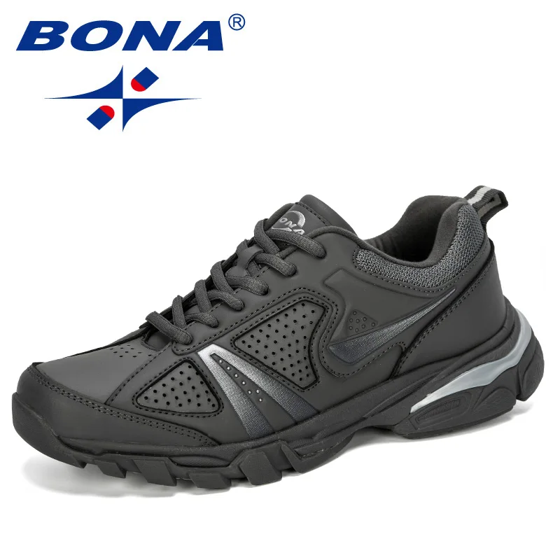 Dark grey silvergray BONA новые дизайнерские стильные кроссовки мужские уличные спортивные туфли Masculino zapatos hombre мужские кроссовки спортивные кроссовки мужские - Цвет: Dark grey silvergray