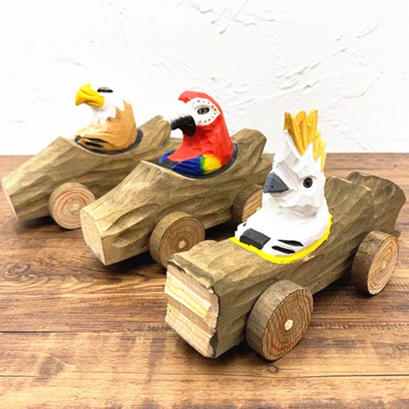 Simulation Model Wooden Children's Educational Toy Trolley Cute Animal Car Children's Room Desktop Decoration Birthday Gift