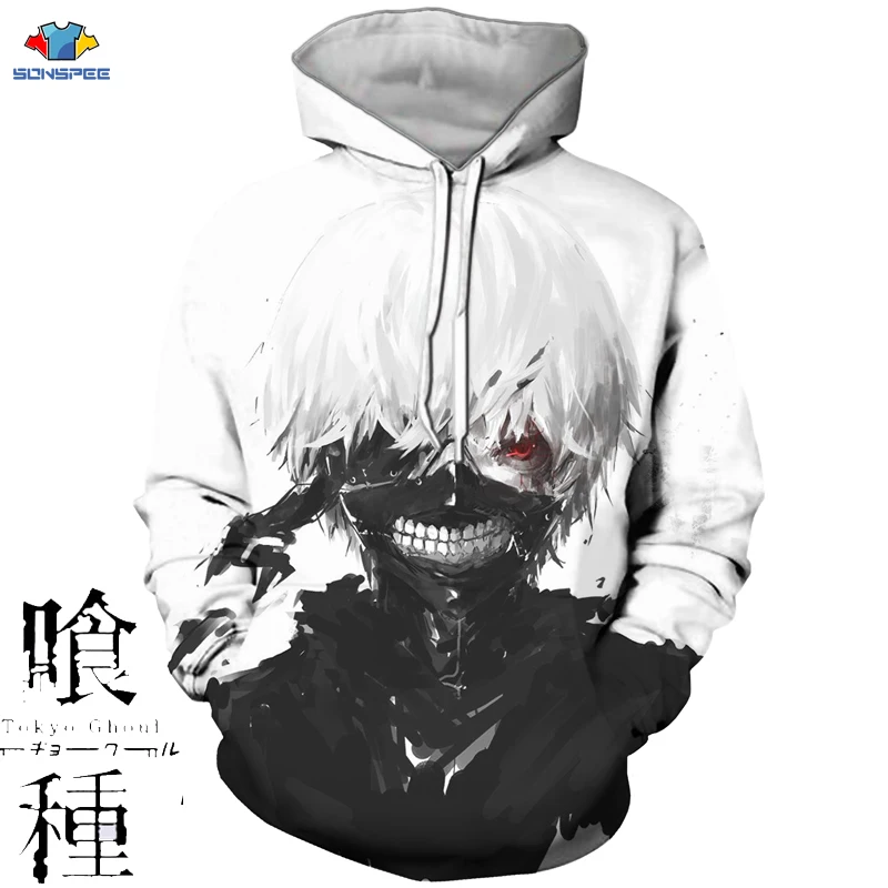 SONSPEE 3D Аниме Харадзюку толстовка с капюшоном Токийский Гуль одежда унисекс для