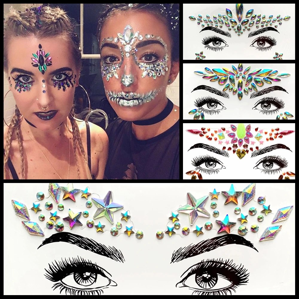 

Блестящий стикер татуировки глаз косметический макияж инструменты для вечерние Клубные красивые украшения для лица алмазные наклейки для ...