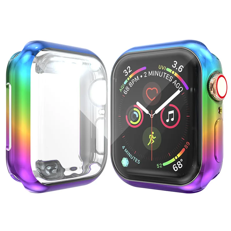 Защитный чехол для часов из ТПУ Apple Watch Series 5 4 3 2 1 с градиентными цветными рамками