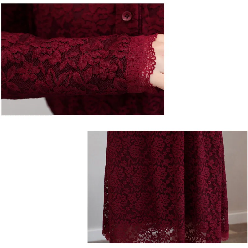 

Fashion Spring Autumn Ladies Mid-calf Dresses Lace Dress Women Ruffles Stand Colalr Long Sleeve Thicken Warm Dress LJ2050