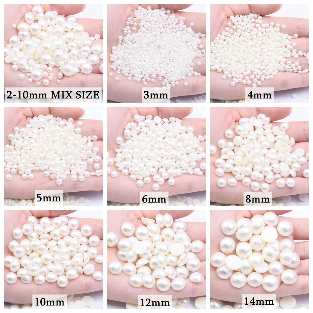 

Half Round Pearls Ivory New Design Many Sizes Imitation Resin Wrinkle Pearls Beads Gem For Jewelry Making DIY Craft Decoration