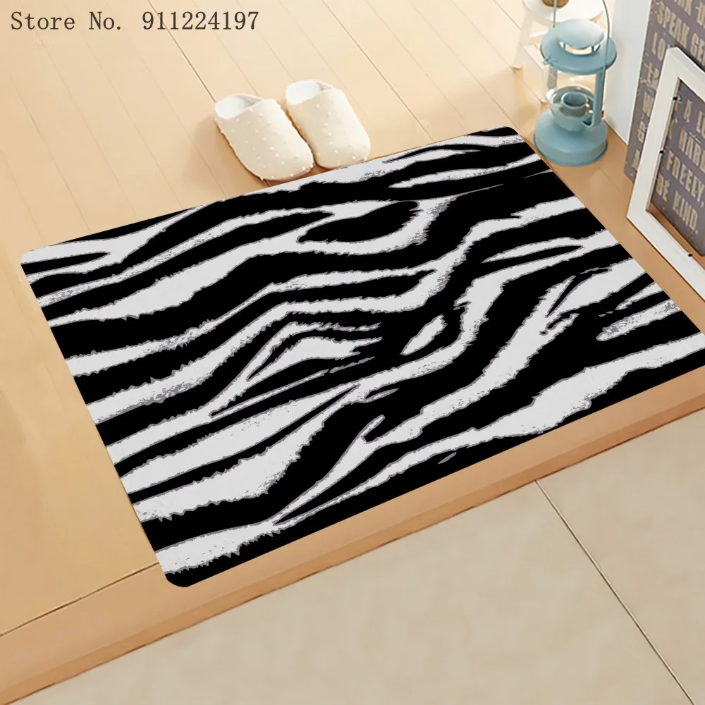 

Leopard Print Carpet Door Mats Black And White Doormat Outdoor Boys Girls Rugs Living Room High Quality Rug Fashion Kitchen Mat
