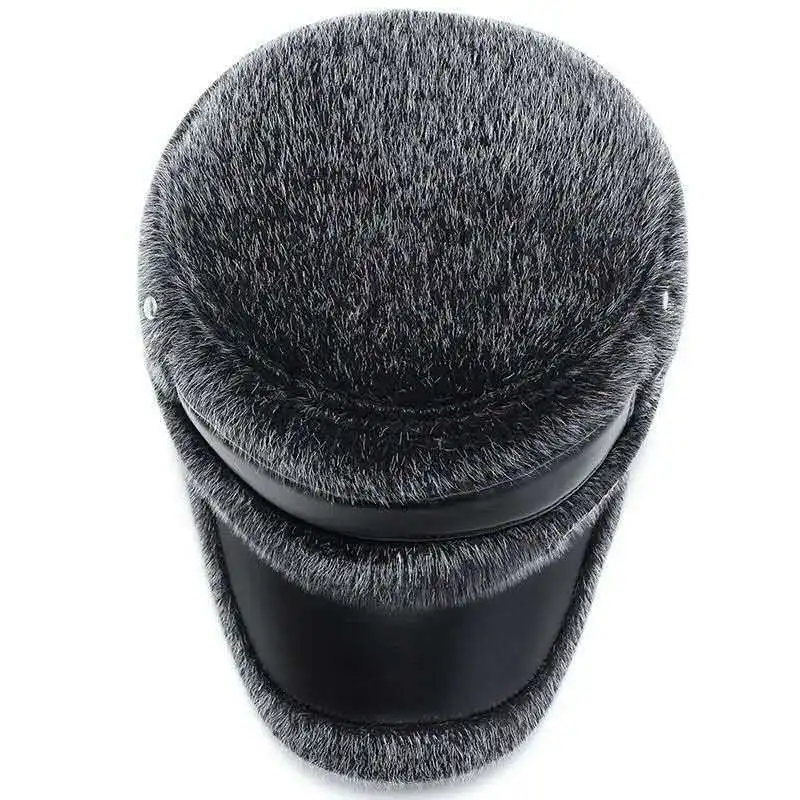 Шапка-бомбер мужская из натуральной замши Толстая теплая купольная шапка нубука