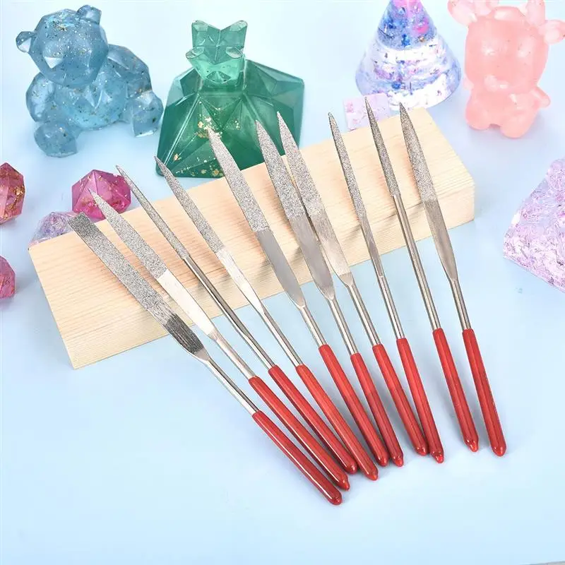 

10Pcs Mini Needle File Set Diamond Coated for Ceramic Glass Gem Stone Hobbies and Crafts for Resin Jewelry Making Tools