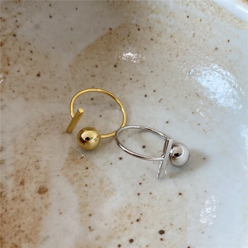 

POFUNUO Real 925 Sterling Silver OT Beads Open Rings For Women Minimalist Girls Fashion Stylish Lovers Couple Rings Fine Jewelry