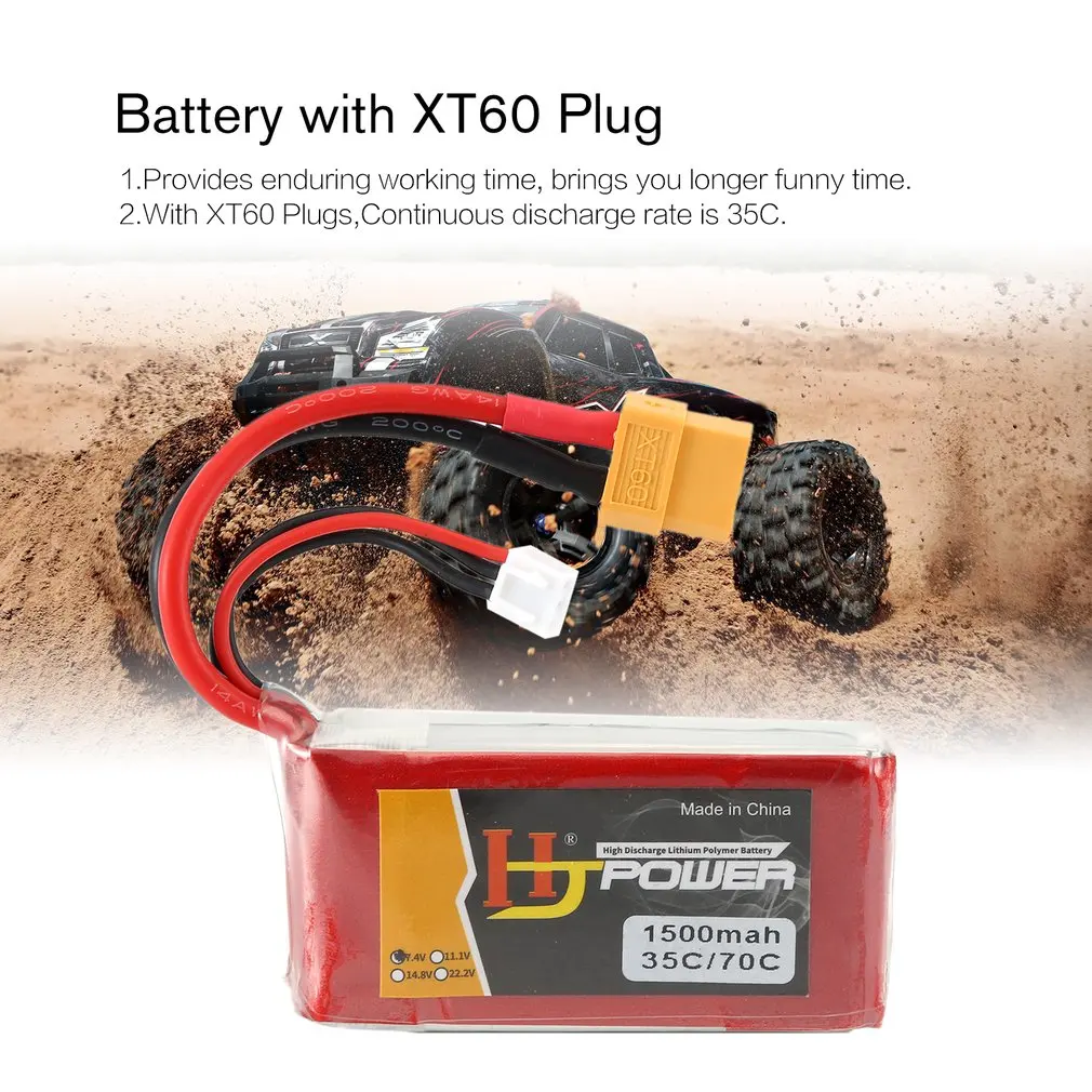 hj 74 v 1500mah 35c 2s lipo батарея xt60 разъем переза