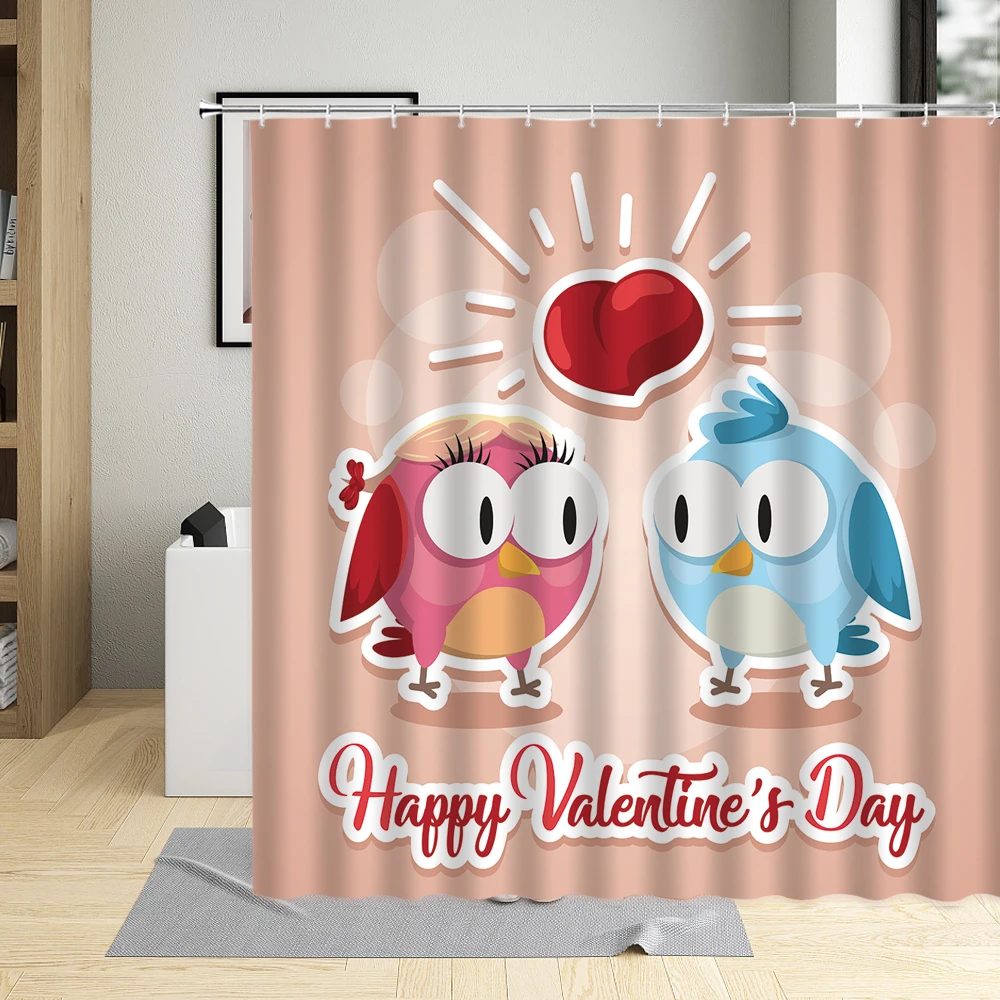 

Cartoon Animal Bird Owl Shower Curtain Child Plant Flowers Lovely Decoration Bathroom Home Waterproof Fabric Machine Washable