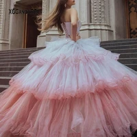 unique ball gown quinceanrea dresses 2022 v neck crystal beaded layers birthday prom dress sweet 15 16 princess pageant gowns