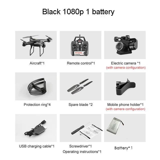 Black 1080p 1battery Профессиональный радиоуправляемый Дрон с регулируемой HD камерой 1080P дистанция 200 м Радиоуправляемый вертолет Wifi FPV 25 мин Летающий Квадрокоптер - Цвет: Black 1080p 1battery