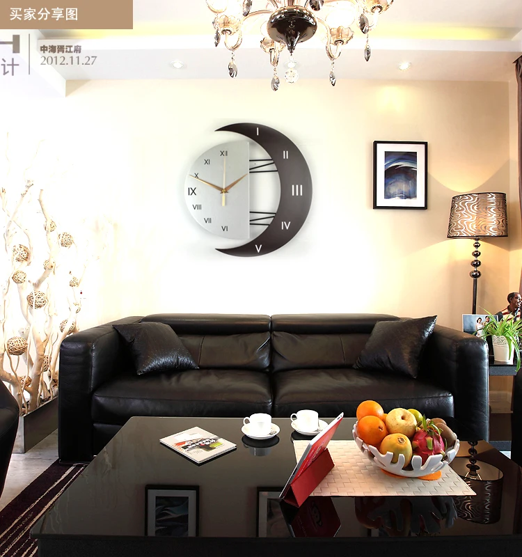 Часы настенные в форме полумесяца современные тихие кварцевые украшения