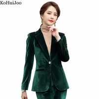 green blue velvet blazer ladies elegant slim single button suit jackets large size women blazer jackets casual outwear 3xl 4xl