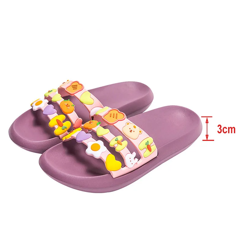 

Summer Women Shoes Bathroom Cartoon Flat Slippers For Girls Non Slip Thick Platform Cute Beach Shoes Lady Footwear Plus Size