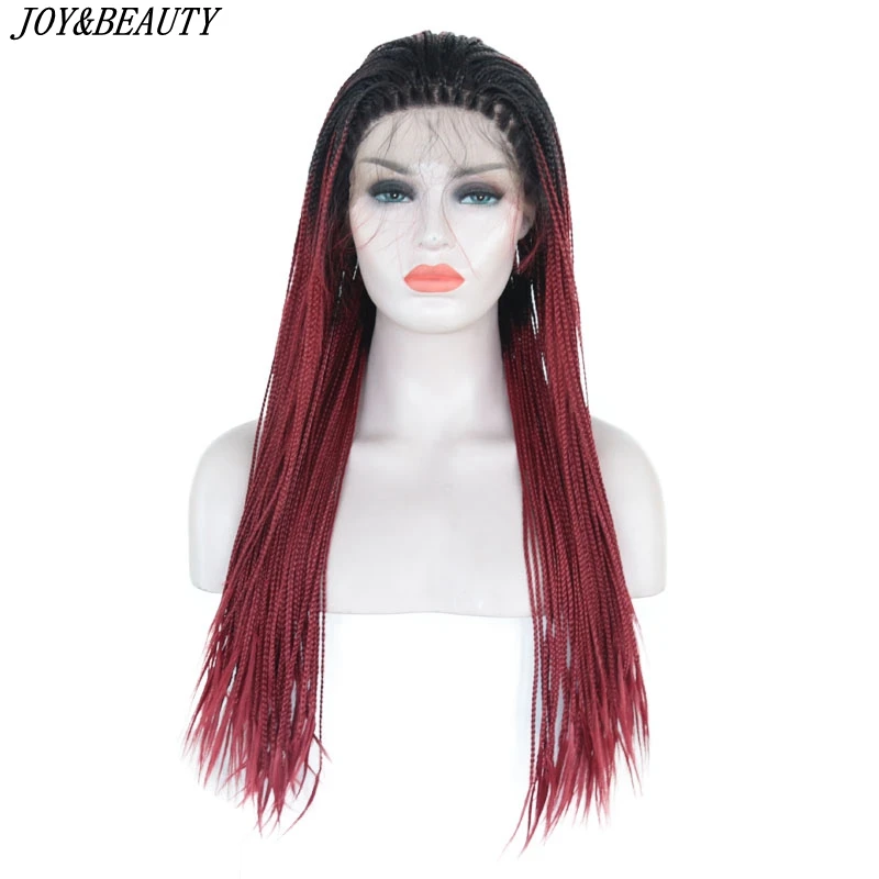 JOY& BEAUTY 2" омбре Бург 3x твист косы парик термостойкие синтетические кружева спереди парик для женщин