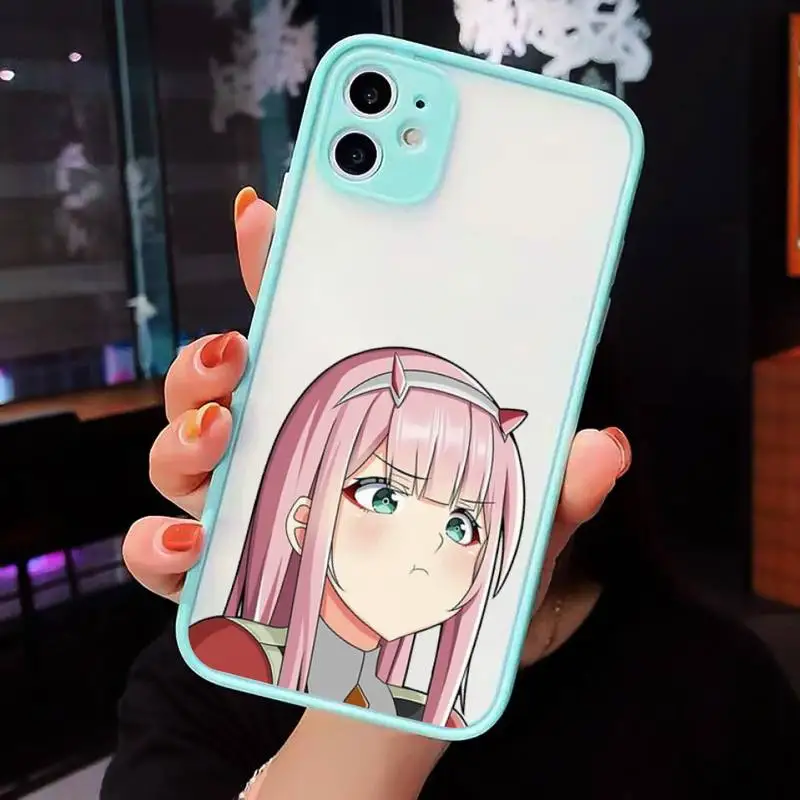

Zero Two Darling in the FranXX Phone Case For iPhone 12 11 Mini Pro XR XS Max 7 8 Plus X Matte transparent blue Back Cover