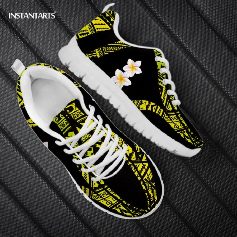 

Женские кроссовки INSTANTARTS, этнический принт племен, Плюмерия, плоская подошва, на шнуровке, повседневная Всесезонная сетчатая дышащая обувь