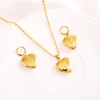 bangrui temperament gold heart pendant necklace earrings for womens wedding party jewelry sets valentines day gifts