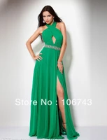 free shipping 2016 new fashion brides vestidos robe de soiree formal sexy slit style green long prom party gown evening dresses