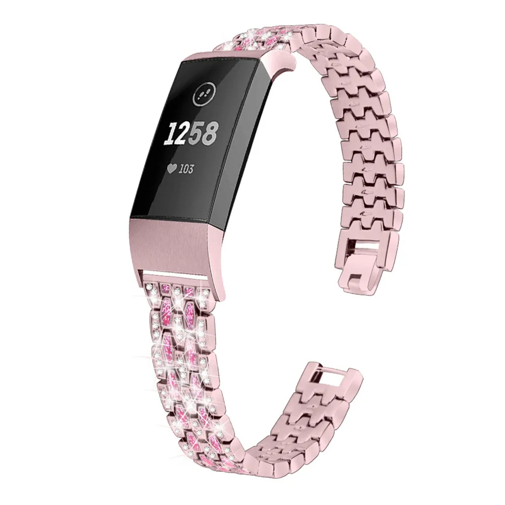 

Новый Алмазный модный стальной ремешок для часов Fitbit Charge 4/3, Женский блестящий браслет высокого качества, ремешок для часов fitbit charge 3